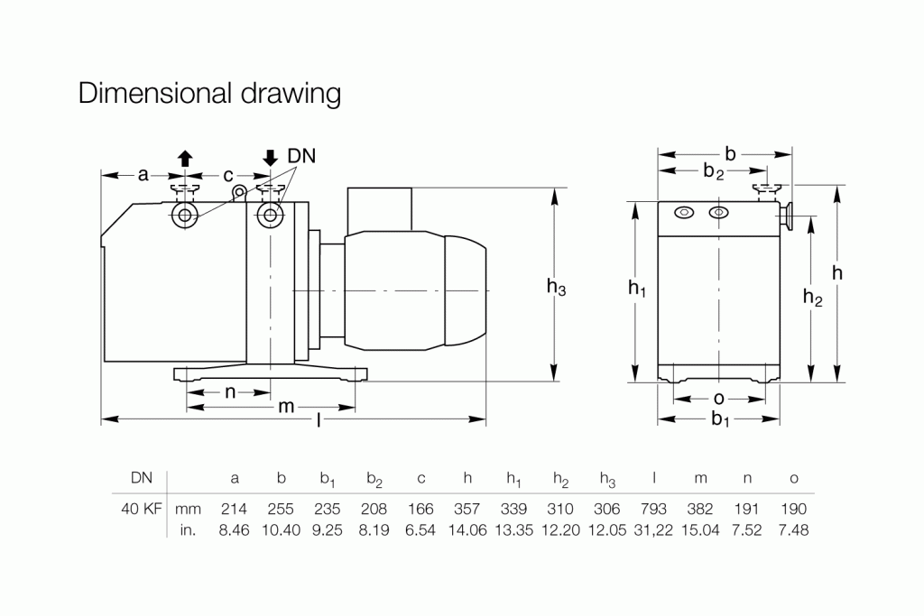 Leybold Trivac D65B Dimensions