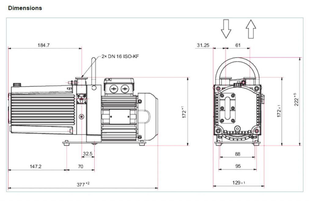 Pfeiffer Duo 11 rotary vane pump dimensions