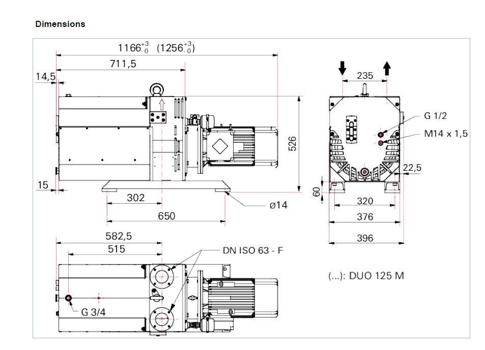 Pfeiffer Duo 35 vacuum pump dimensions