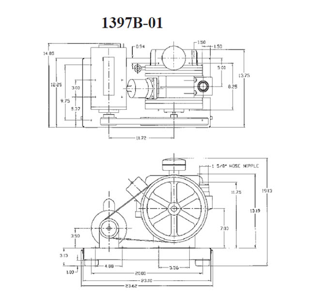 Welch DuoSeal 1397 Vacuum Pump Dimensions