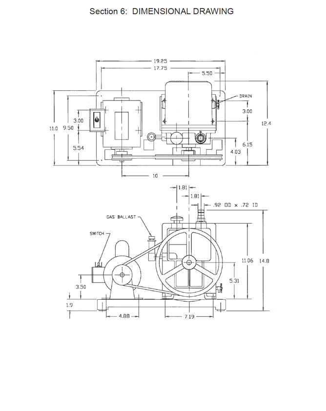 Welch 1402 vacuum pump dimensions aka DuoSeal 1402 pump dimensions.